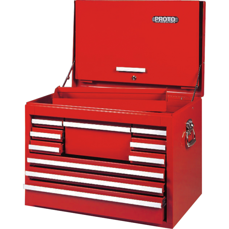 PROTO, 440Ss 27″ Top Chest With Drop Front 10 Drawer, Red Albawardi