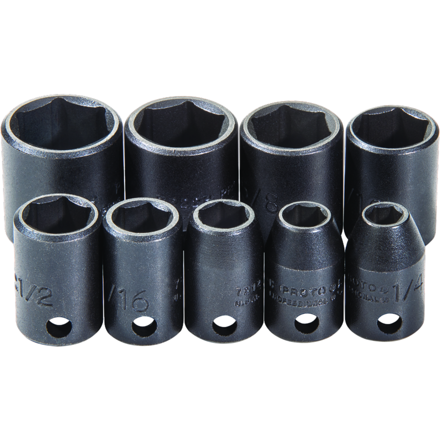 Proto 3 8″ Drive 9 Piece Impact Socket Set 6 Point Albawardi Tools