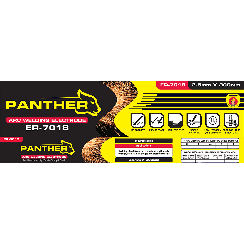 PANTHER, Welding Electrode 7018 – 2.5mm X 300 mm – 2.5kg/pkt .